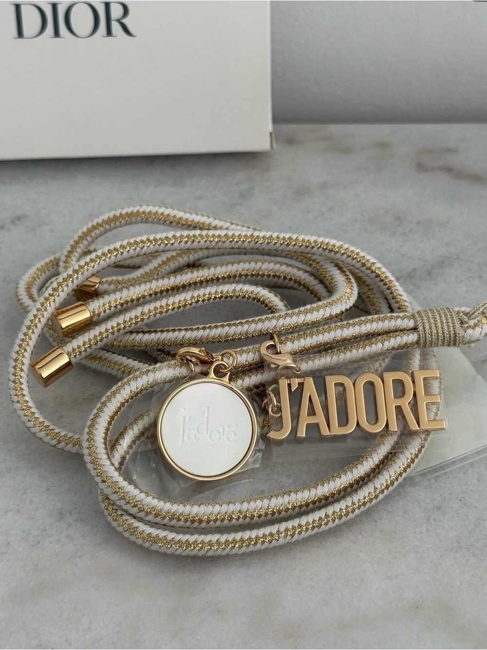 Dior J'ADORE phone charm, long cord necklace